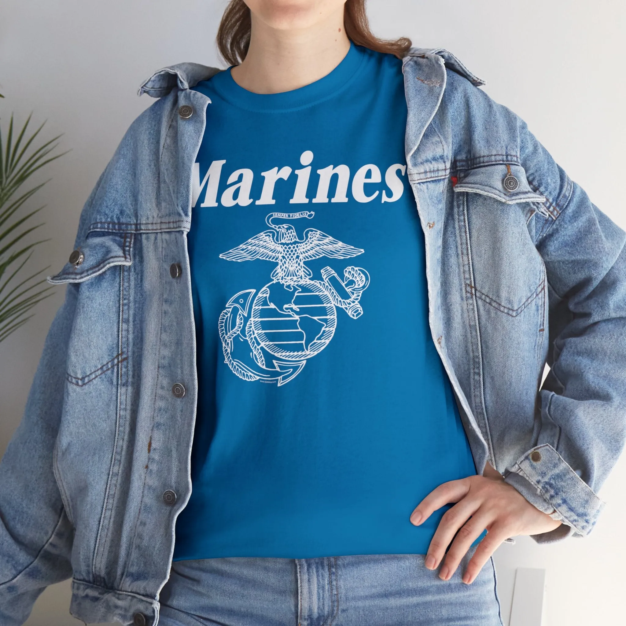 T-Shirt: Marines & Line Drawn EGA (Eagle, Globe and Anchor)