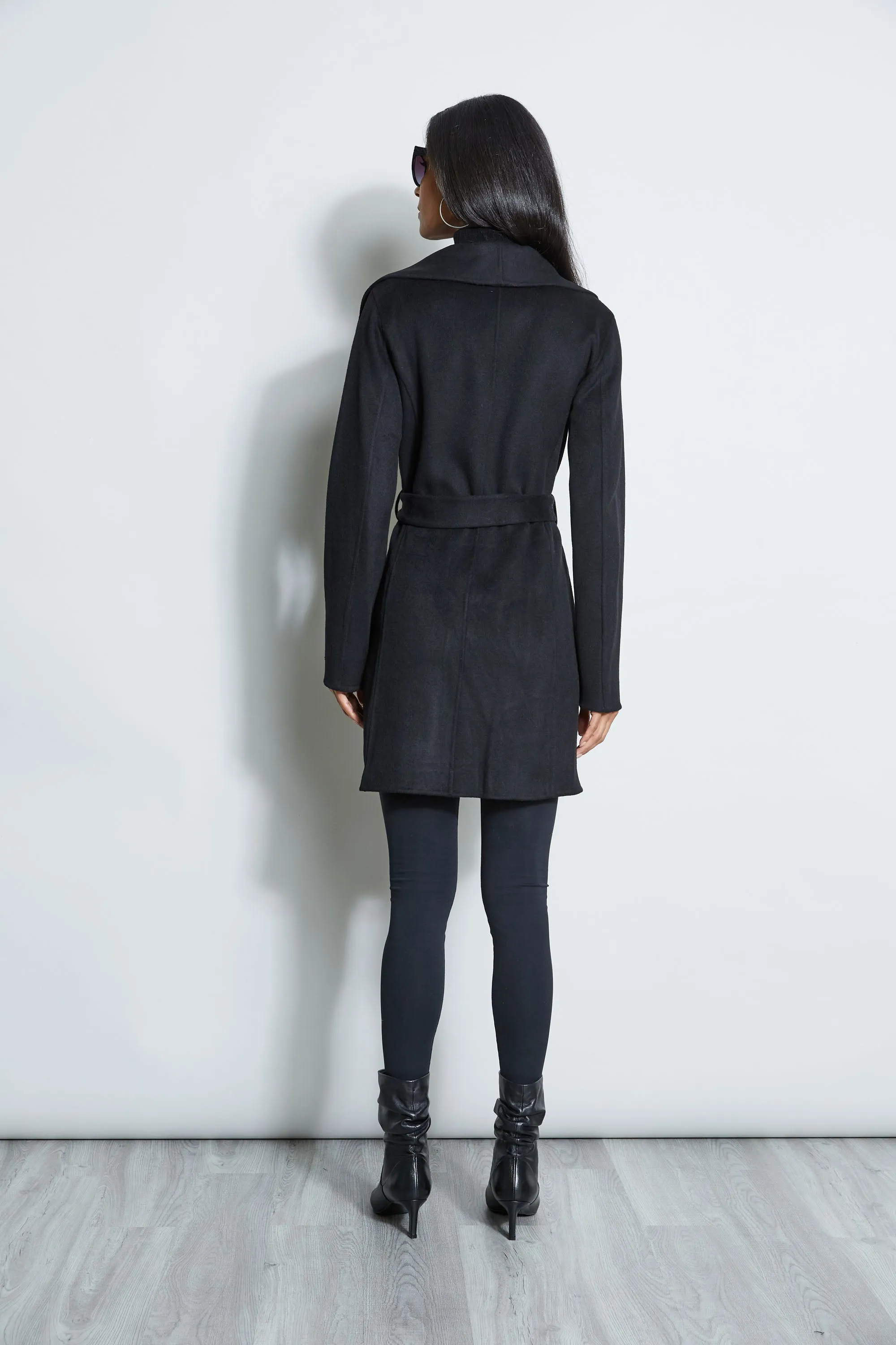 Tahari Double Face Wool Lightweight Wrap Coat