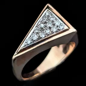 The Clayton - 1970's Diamonds 14k Yellow Gold Triangle Cocktail Ring