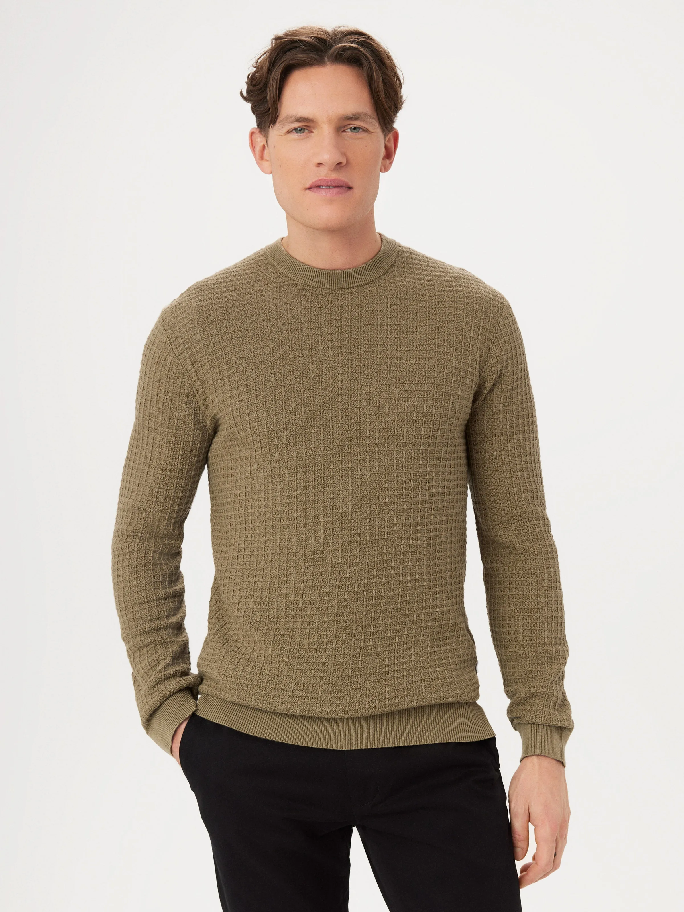 The SeaCell™ Waffle Sweater in Khaki