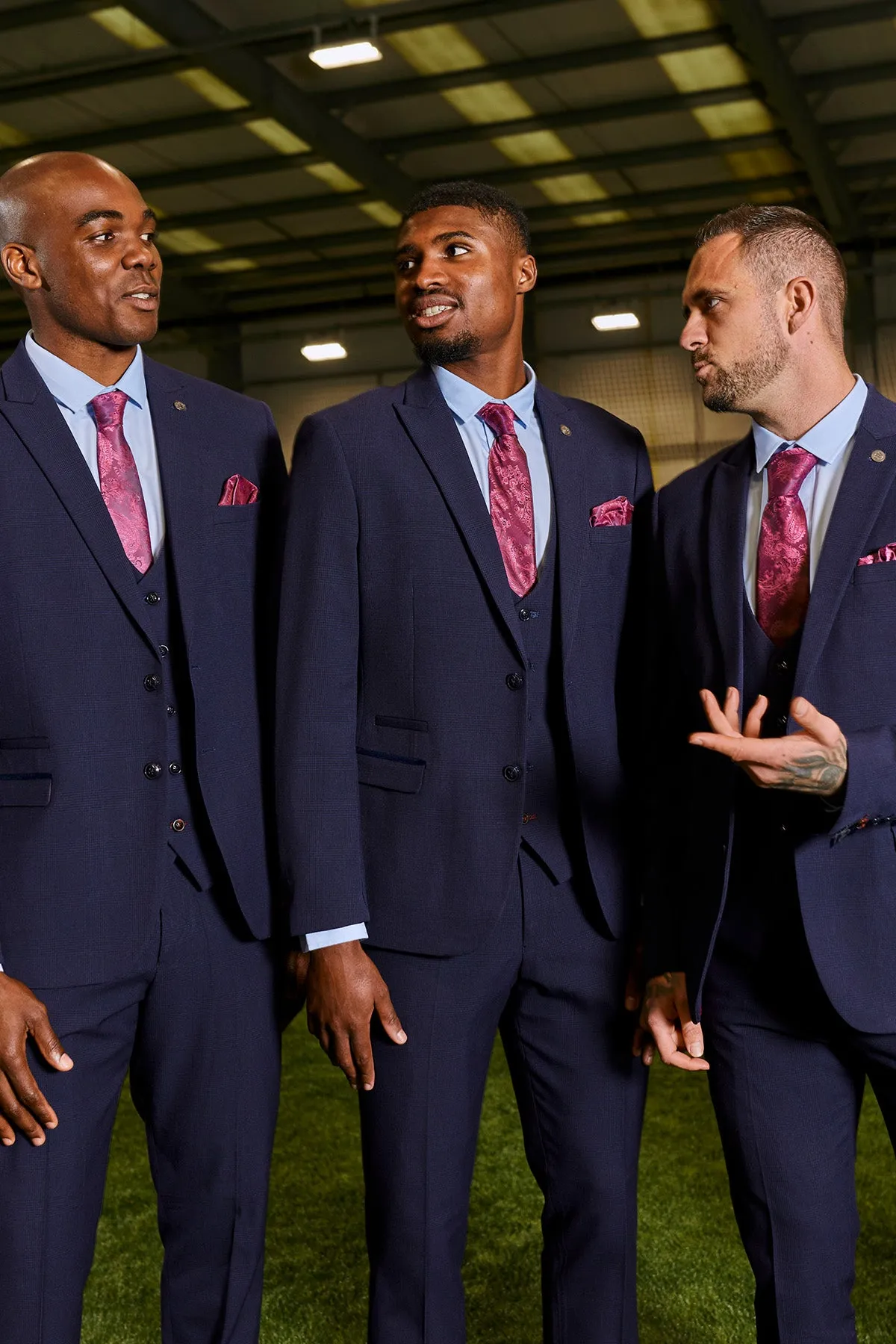 The WHU Collection - BROMLEY Navy Check Three Piece Suit As Worn By Danny Ings