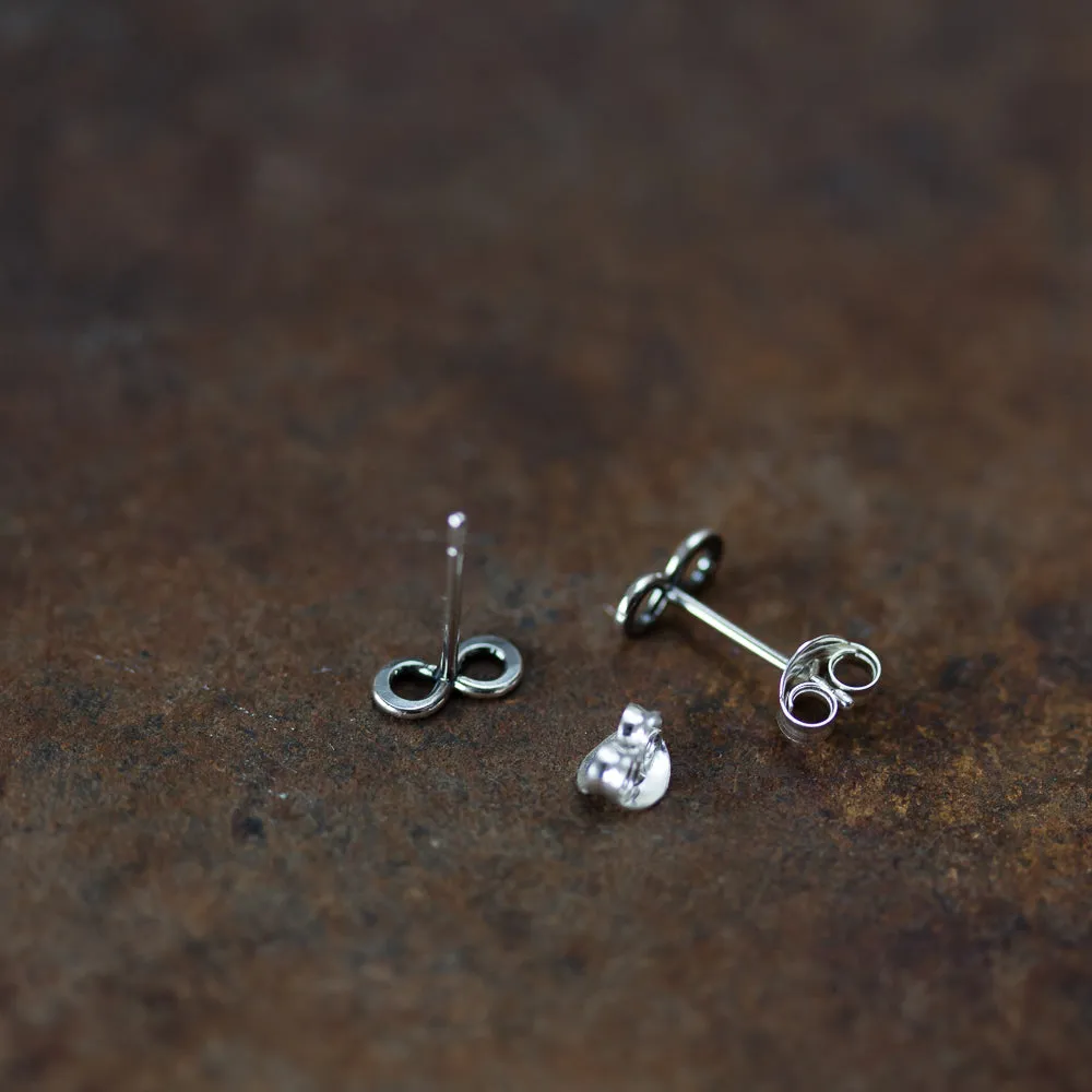 Tiny Infinity Earrings, Small modern everyday studs