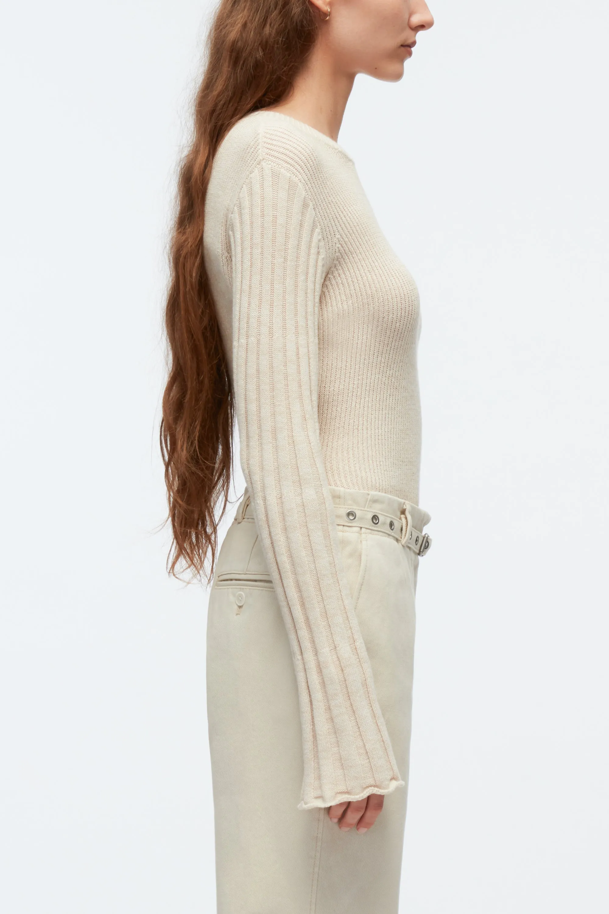 Traveling Rib Knit Pullover