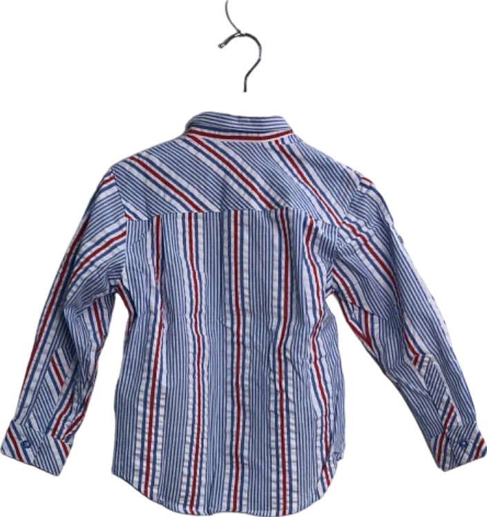 Tutto Piccolo Blue/Red/White Striped Long Sleeve Shirt UK 2-3 Years