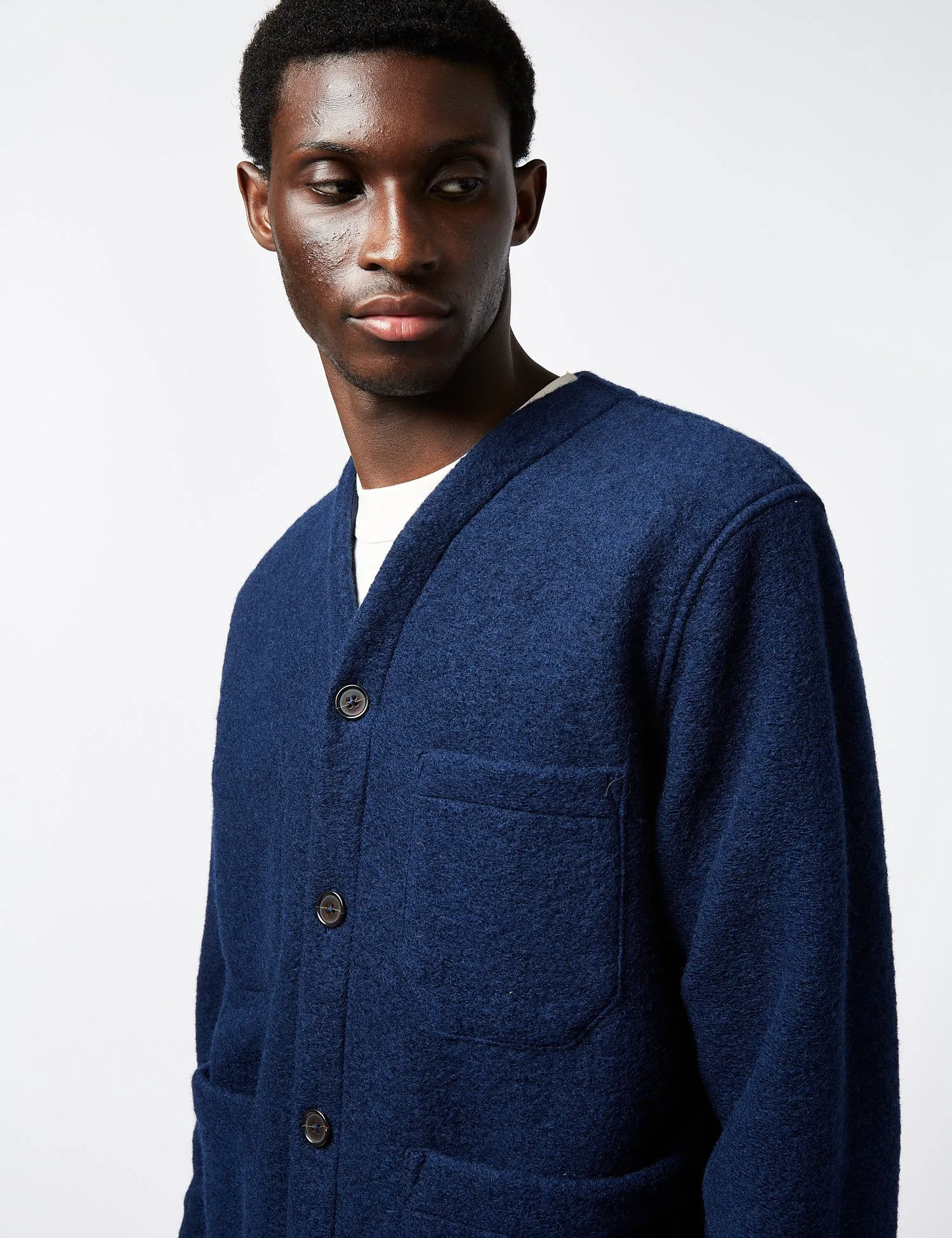 Universal Works Cardigan (Wool) - Indigo Blue