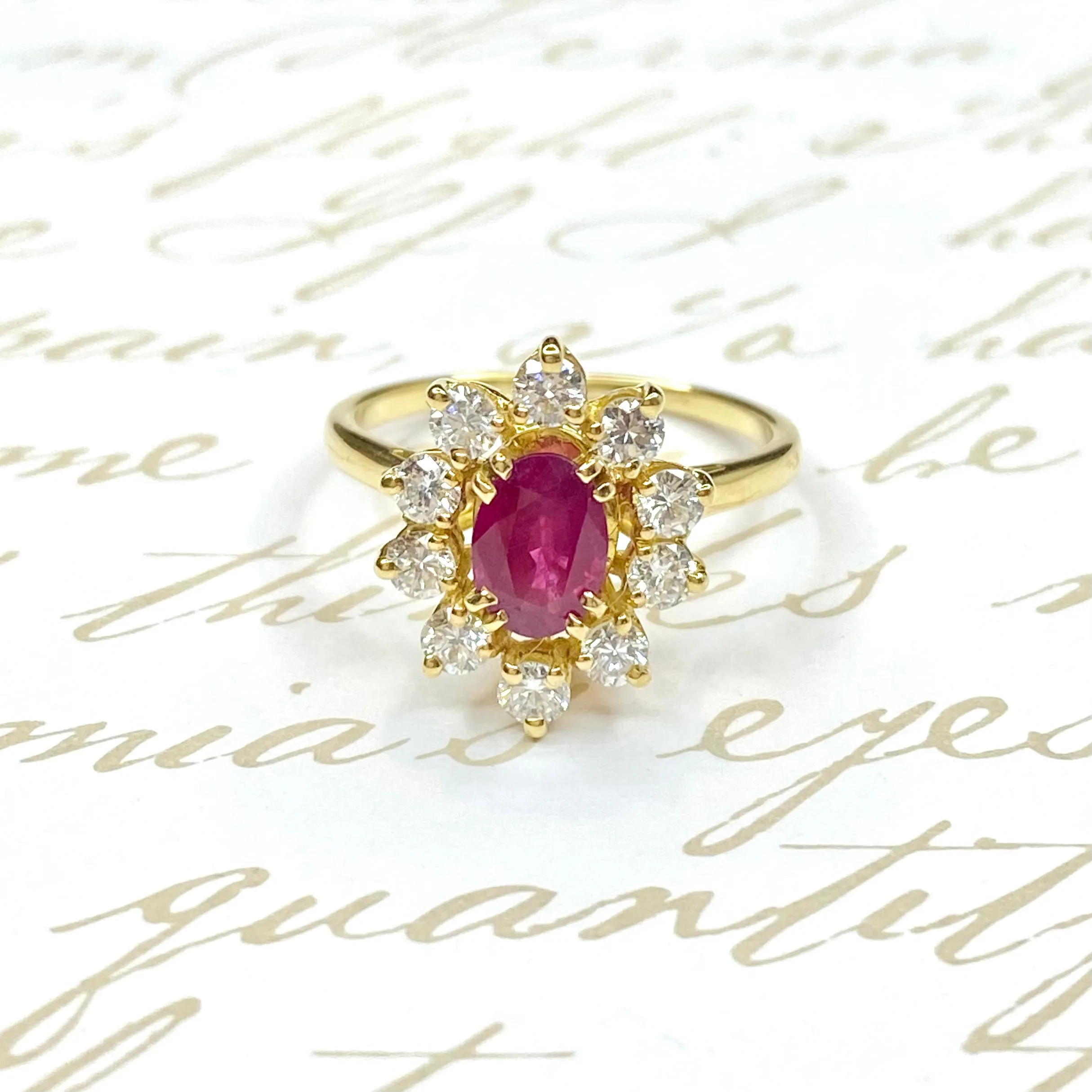 Vintage French GIA Certified Burma Ruby and Diamond Ring