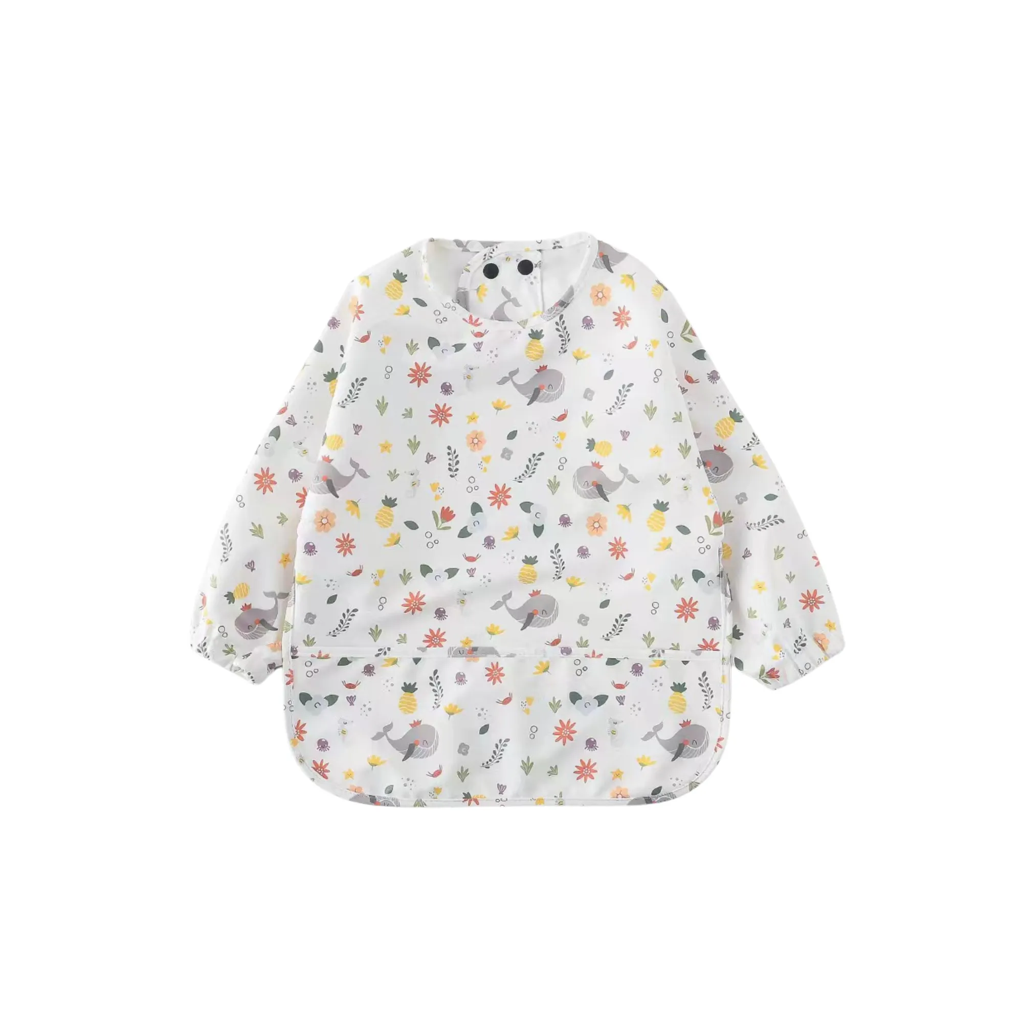 Waterproof Long Sleeve Baby Smock Bib in Whaley Good Fun