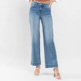 Wide Leg Jeans with Trouser Hem Detail