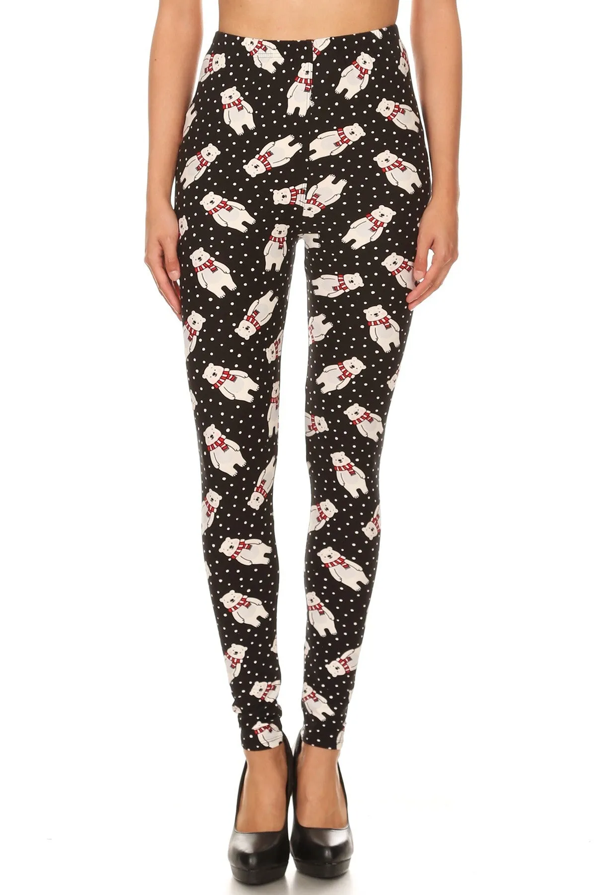 Women's 3X 5X Polar Bear Snow Pattern Printed Leggings