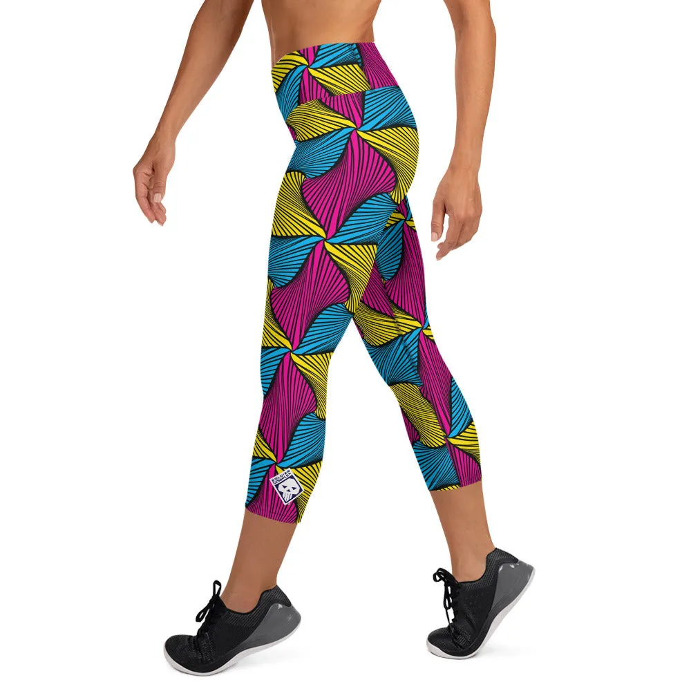 Women's Ankara Wax Print High Waist Capri Yoga Pants Workout Leggings For Jiu Jitsu 001