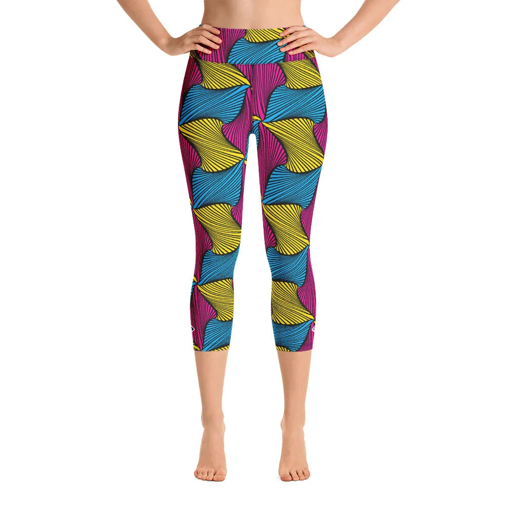 Women's Ankara Wax Print High Waist Capri Yoga Pants Workout Leggings For Jiu Jitsu 001