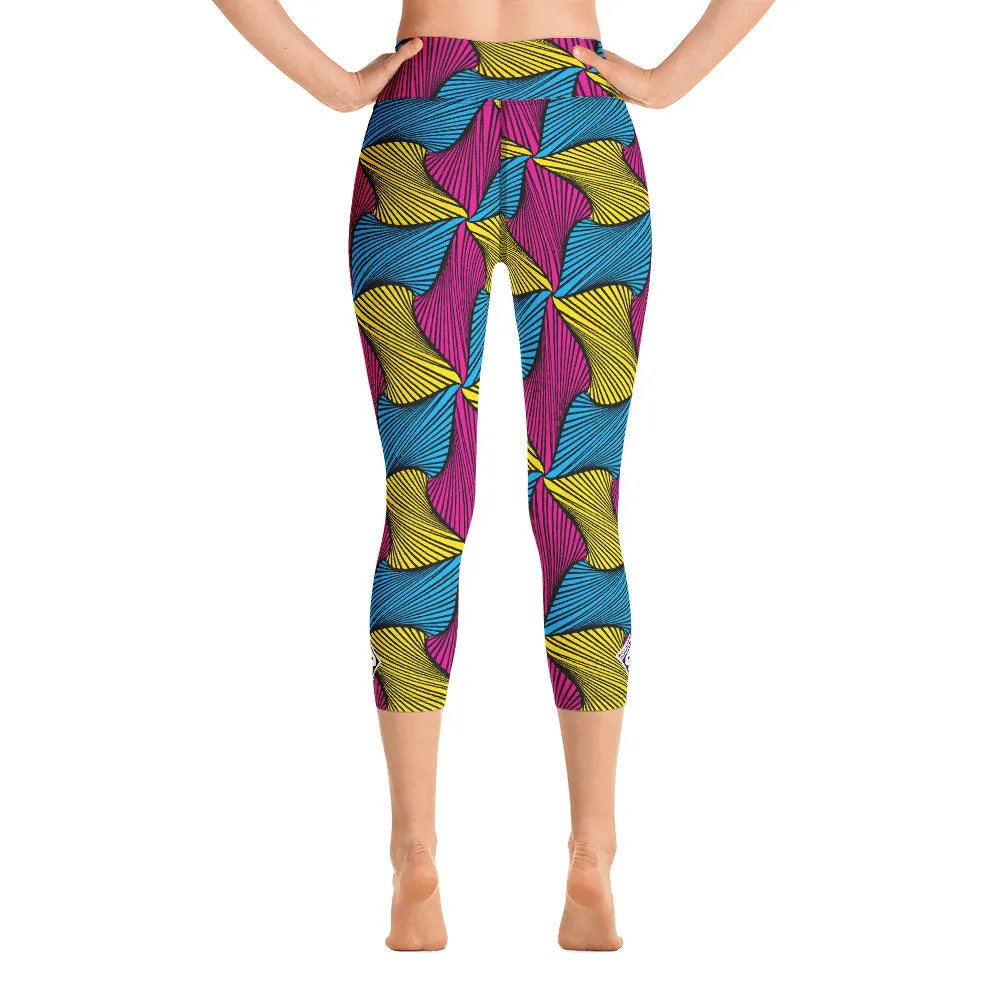 Women's Ankara Wax Print High Waist Capri Yoga Pants Workout Leggings For Jiu Jitsu 001