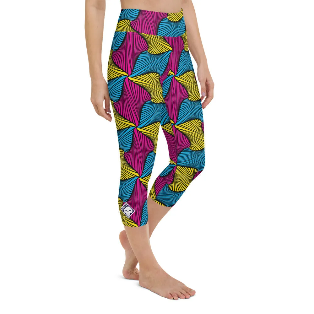 Women's Ankara Wax Print High Waist Capri Yoga Pants Workout Leggings For Jiu Jitsu 001