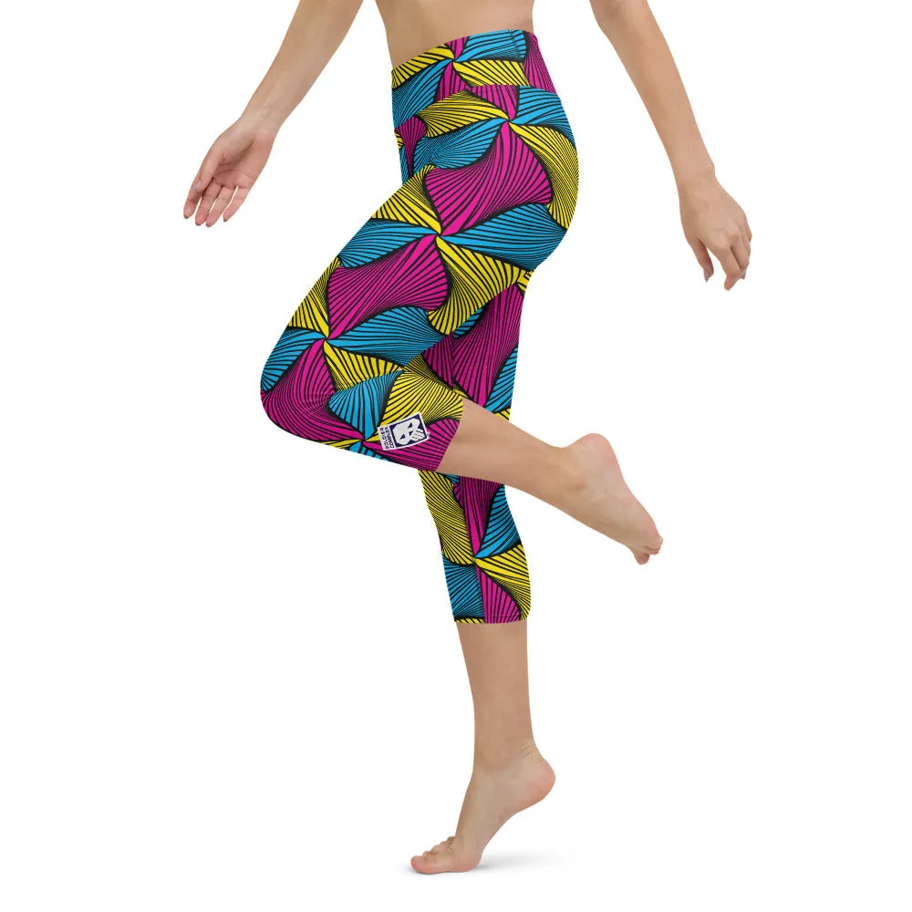 Women's Ankara Wax Print High Waist Capri Yoga Pants Workout Leggings For Jiu Jitsu 001