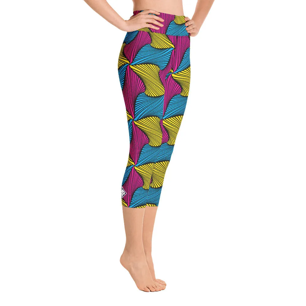 Women's Ankara Wax Print High Waist Capri Yoga Pants Workout Leggings For Jiu Jitsu 001