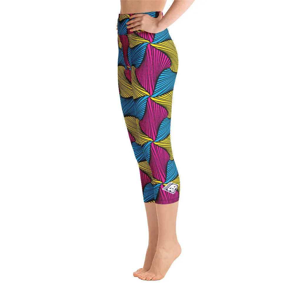 Women's Ankara Wax Print High Waist Capri Yoga Pants Workout Leggings For Jiu Jitsu 001