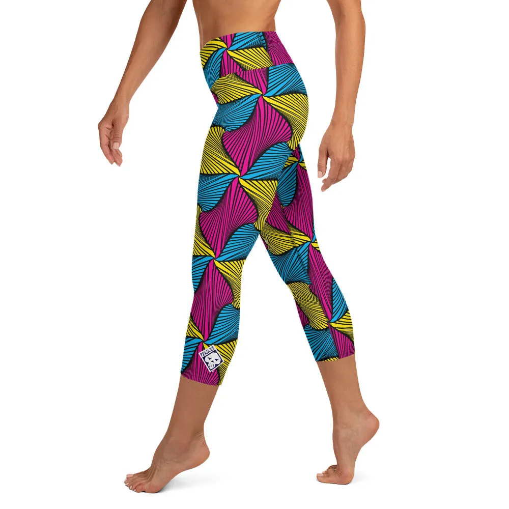 Women's Ankara Wax Print High Waist Capri Yoga Pants Workout Leggings For Jiu Jitsu 001