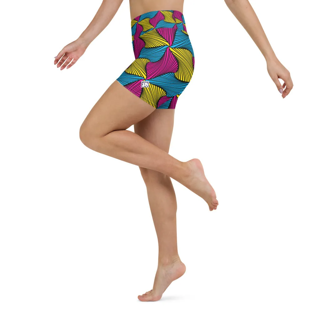 Women's Ankara Wax Print Yoga Shorts 001