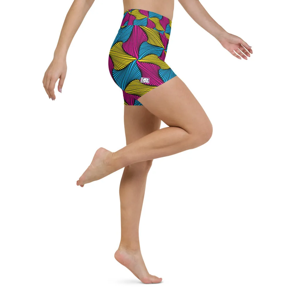 Women's Ankara Wax Print Yoga Shorts 001