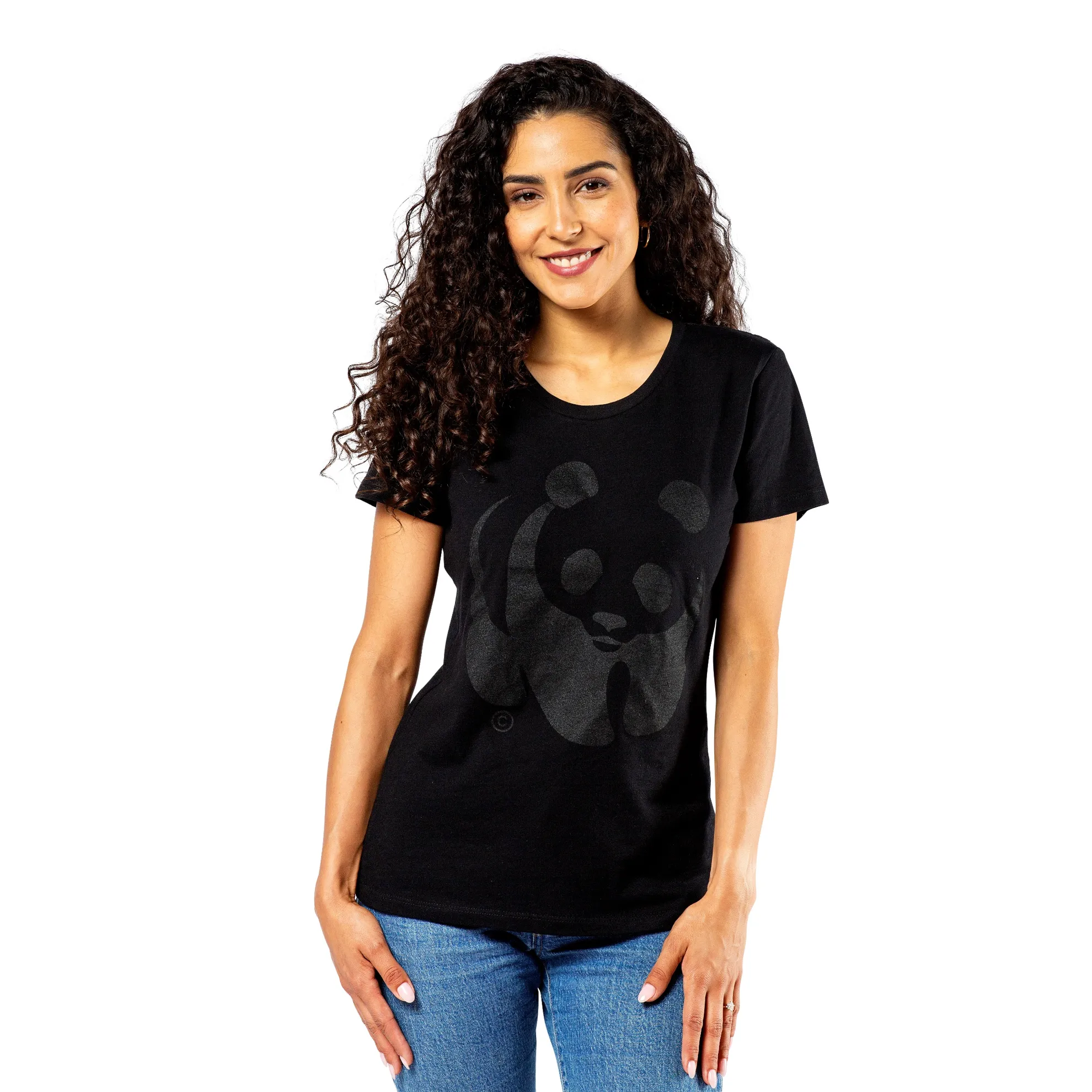 Women's black panda t-shirt