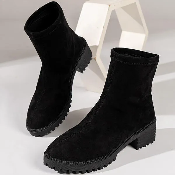 Women's Casual Simple Block Heel Ankle Boots 08563425S