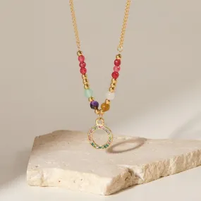 Women's Colored Diamond Ring Pendant Stone Necklace