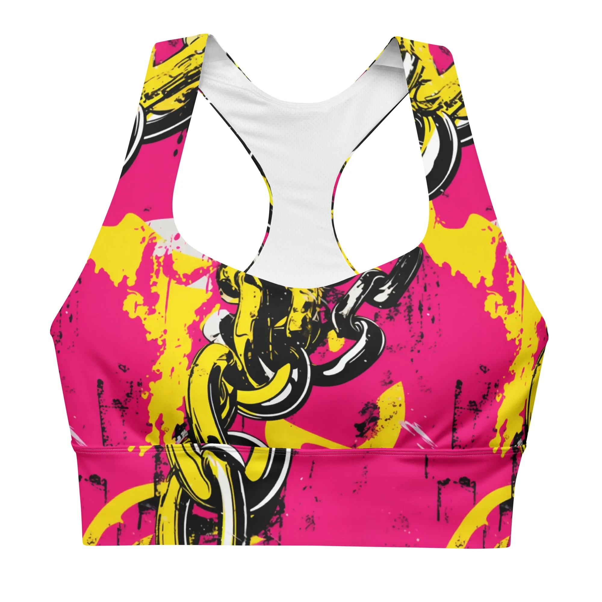 Women's Mile After Mile - Golden Chains 001 Longline Racer Back Sports Bra