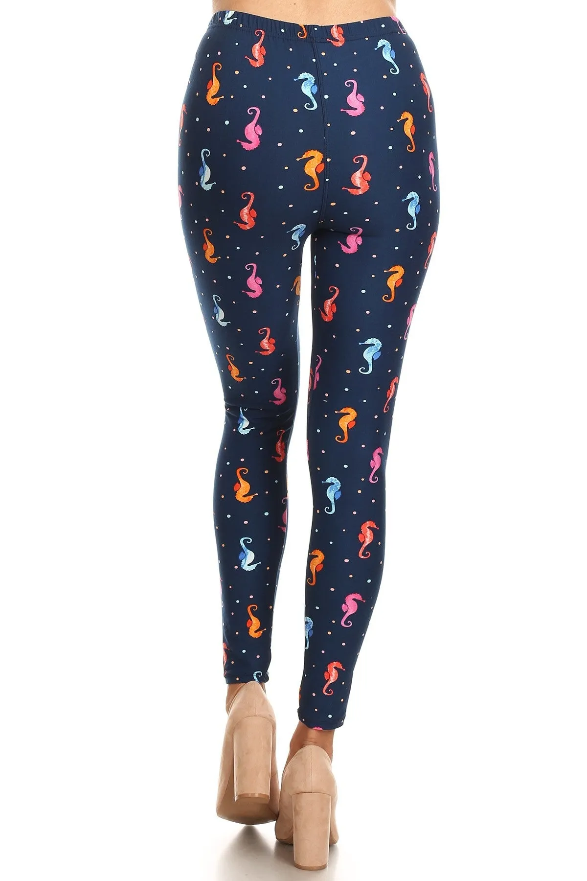 Women's Plus Sea Horses Bubbles Undersea Pattern Printed Leggings