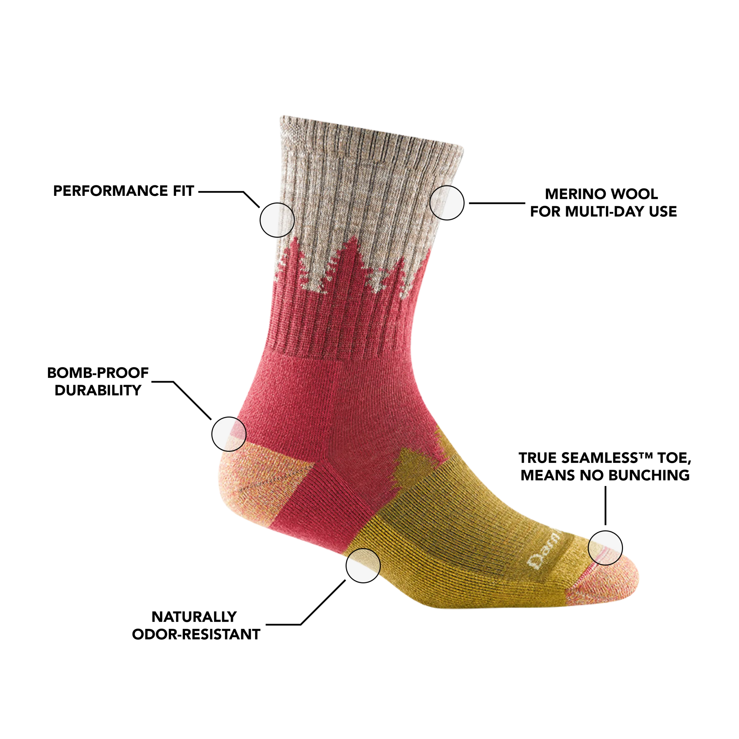 Women's Treeline Micro Crew  Midweight Hiking Sock