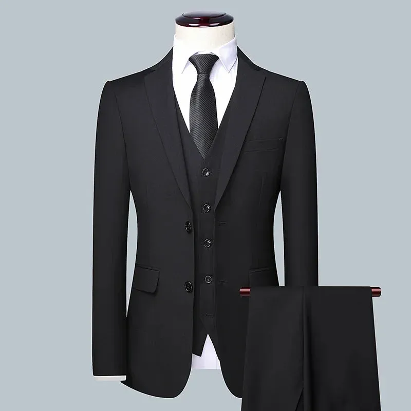 Xituodai 2024 High-quality solid color (suit   vest   trousers) Men's business formal suit 3/2 business suit bridegroom and best man