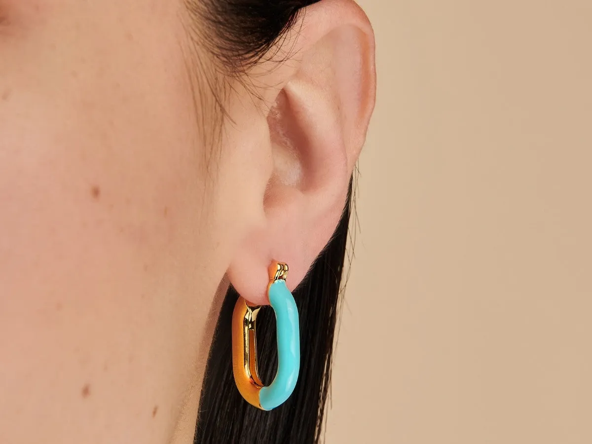 Zoey Turquoise Enamel Hoops