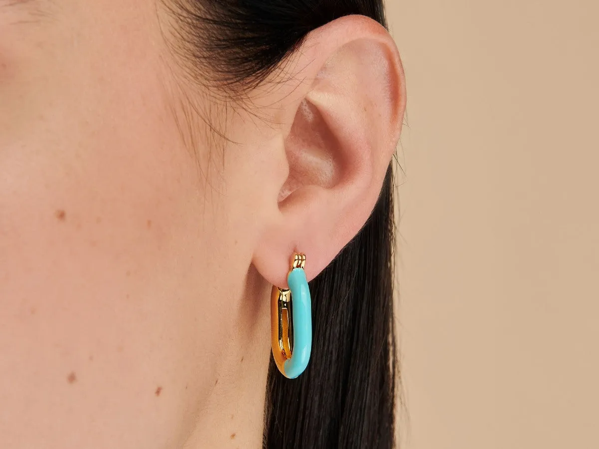 Zoey Turquoise Enamel Hoops